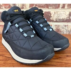 Teva Ember Commute Womens 10.5 Waterproof Boots Black Suede Quilted Mid 1111779